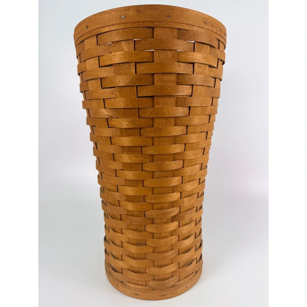 Vintage 1991 Longaberger Umbrella Basket Woven Wood Tall Floor Vase Dresden Ohio